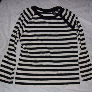 womens  Size large tee t  long sleeved black white striped